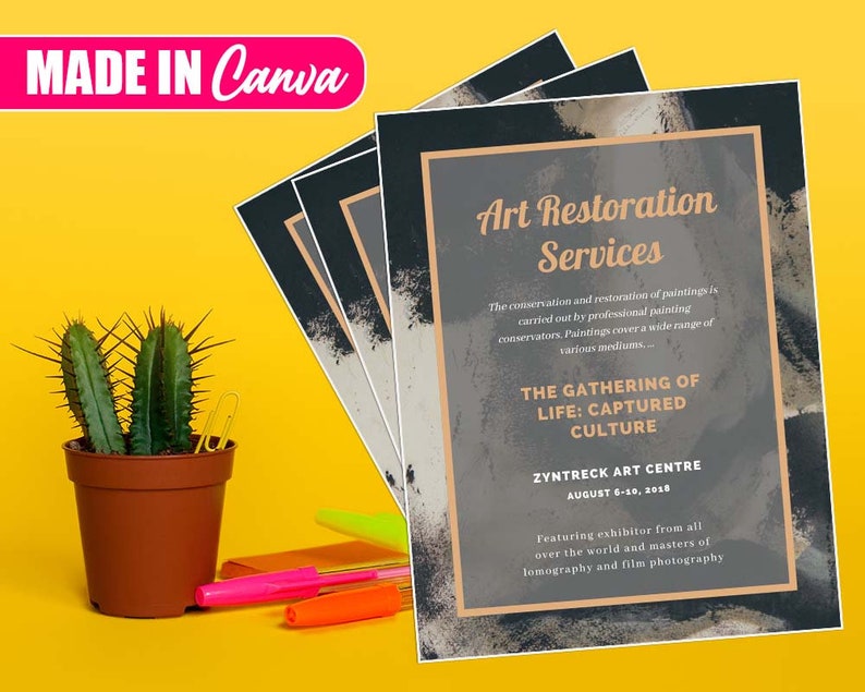 Art Restoration Flyer, DIY Canva Art Restoration Flyer Template 2022