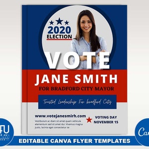 Election Campaing Flyer, DIY Canva Election Campaing Flyer Template 2022, Editable Canva US Letter Size Flyer Template for Election Campaing