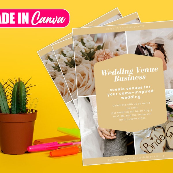 Wedding Venue Business Flyer, DIY Canva Wedding Venue Business Flyer Template 2022, Editable Canva US Letter Size Flyer Template