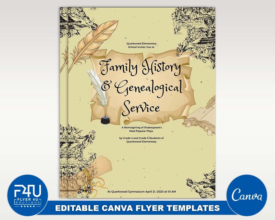 Genealogical Service Flyer, DIY Canva Genealogical Service Flyer ...