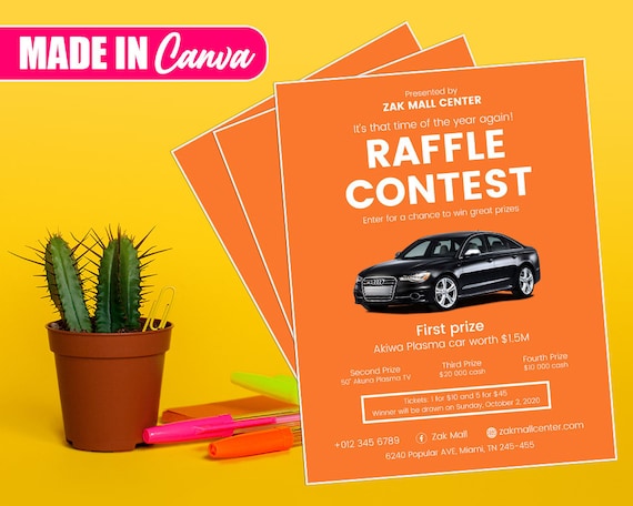 Raffle Flyer DIY Canva Raffle Flyer Template 2022 Editable Etsy