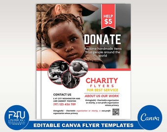 Fundraiser flyer, DIY Canva Fundraiser Flyer Template 2022, Editable Canva US Letter Size Flyer Template for Fundraiser