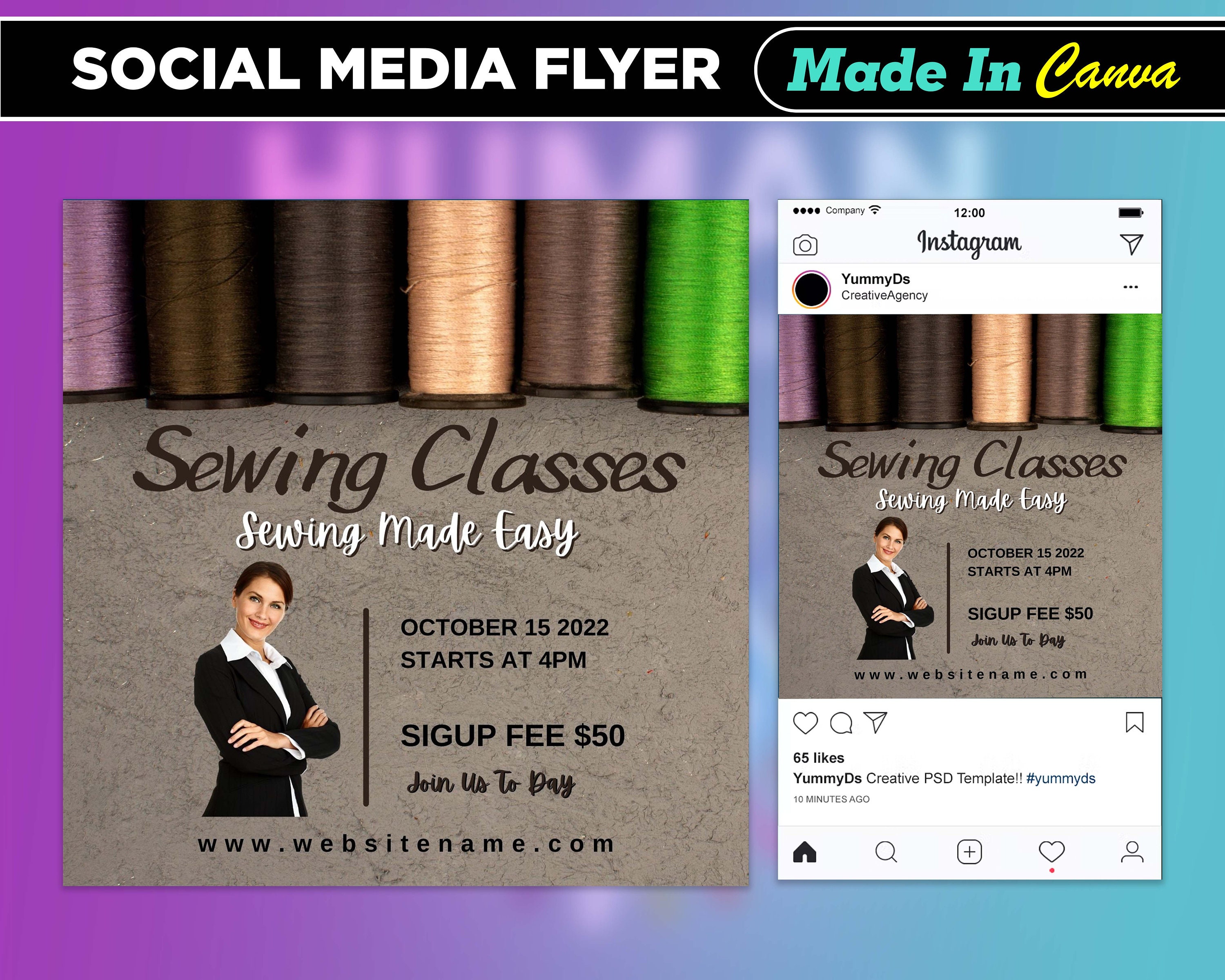 Sewing Class Flyer, DIY Canva Sewing Class Flyer Template 2022