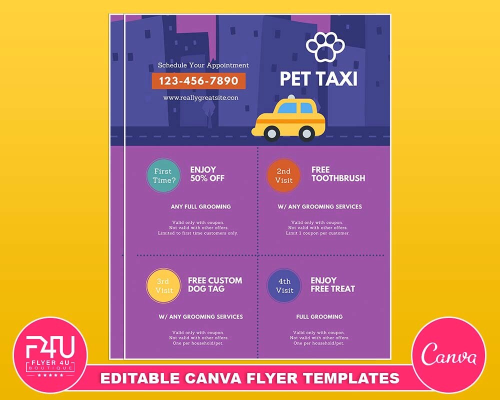 Pet Taxi Flyer DIY Canva Pet Taxi Flyer Template 2022 Etsy