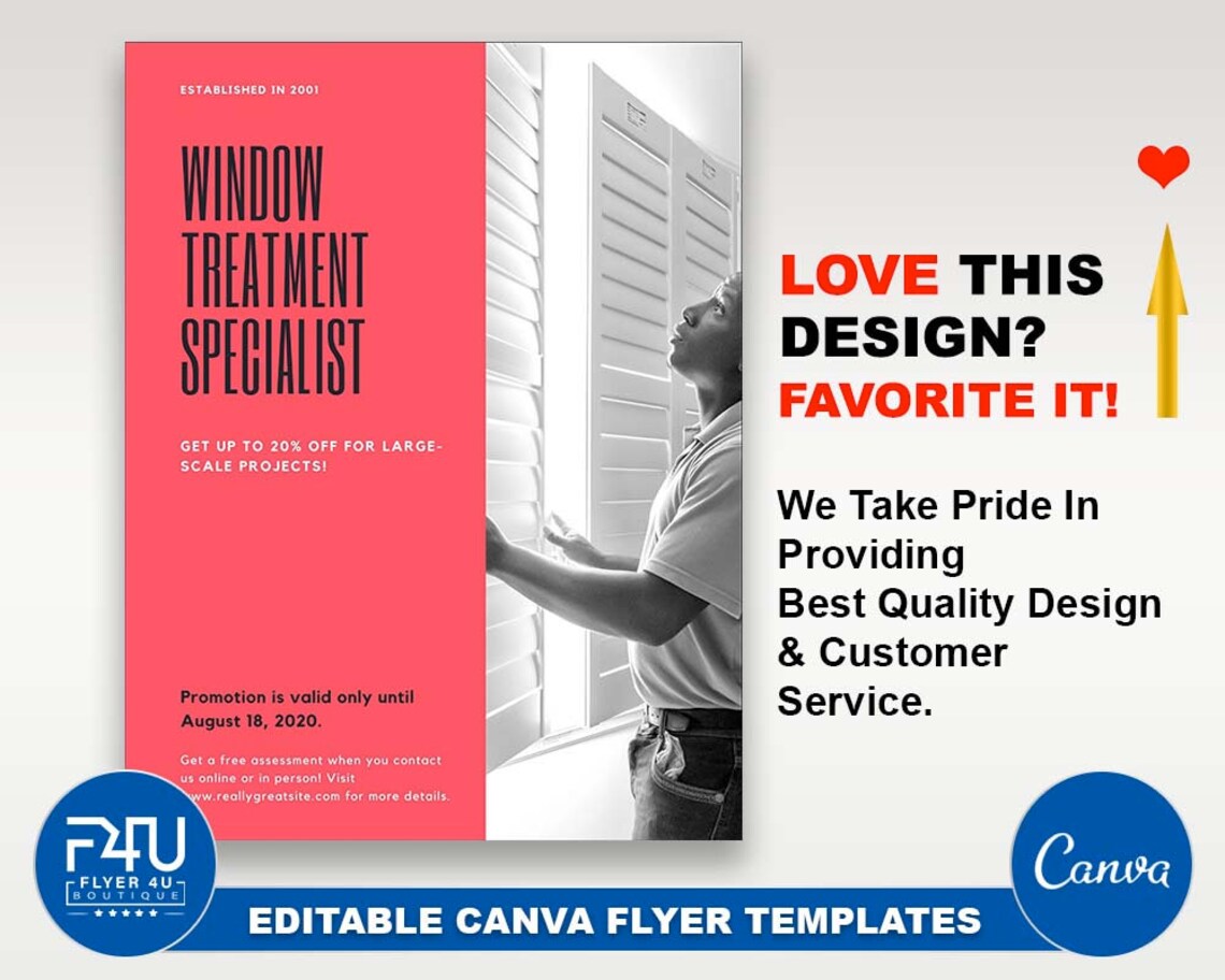 Window Treatment Specialist Flyer DIY Canva Window Treatment Etsy