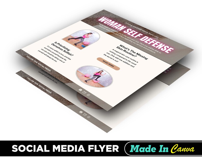 Woman Self Defense Flyer, DIY Canva Woman Self Defense Flyer Template