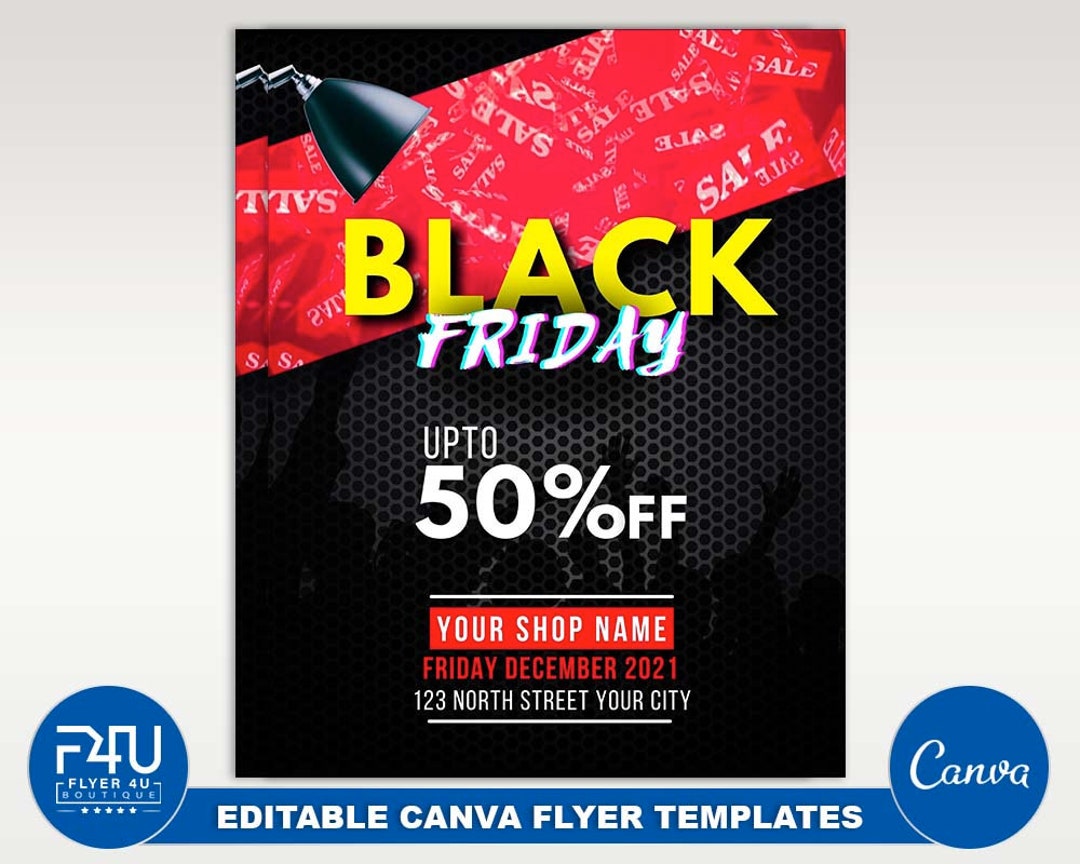 Black Friday Flyer, DIY Canva Black Friday Flyer Template 2022