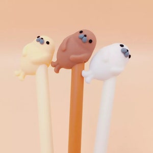 Baby Sea Lion Pen Sea Lion Pup Gel Pen Brown Cream With FREE Refill Cute Cool Funky Fun Home School Office Party Gift