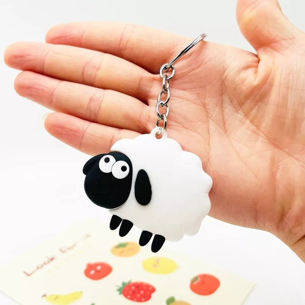 Sheep Keychain Cute Lamb Sheep Keyring Bag Hang Purse Tag Zipper Tag Cute Fun Funky Gift Party Bag Filler White Pink Blue Yellow Red Purple