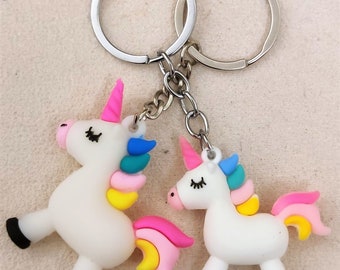 Mini-Me Rainbow Unicorn Keyring Set Bag Hang Purse Tag Phone Tag Zipper Charm Fun Cool Mother Daughter Father Son Adult Child Older Younger