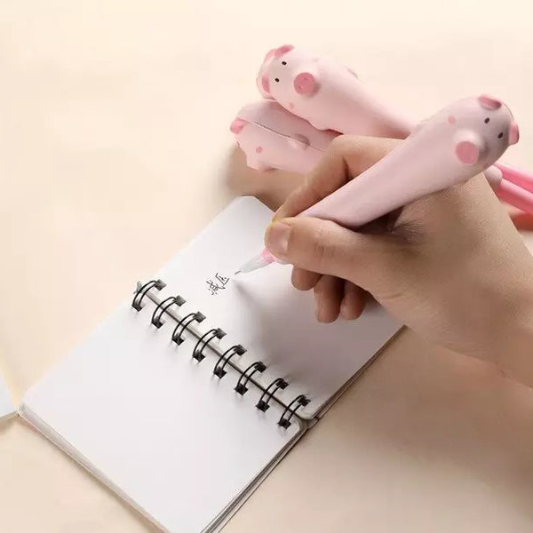 Piggy Pen Fidget Pen Pig Pinch Pen Rosa Piggy Pen Cute Cool Funky Fun Home School Office Party Gift include una ricarica GRATUITA