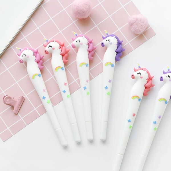 Large Rainbow Unicorn Pen Unicorn Gel Pen Novelty Pen Cute Fun Home School Office Party New Design includes Free Refill