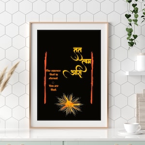 Sanskriet kunst aan de muur Sanskriet poster tat tvam asi Sanskriet shloka Indiase home decor yoga poster meditatie poster meditatie kunst aan de muur