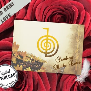 reiki liebe Postkarte, reiki Grußkarte zum Download, reiki printables, cho ku rei symbol, macht symbol, reiki business tool