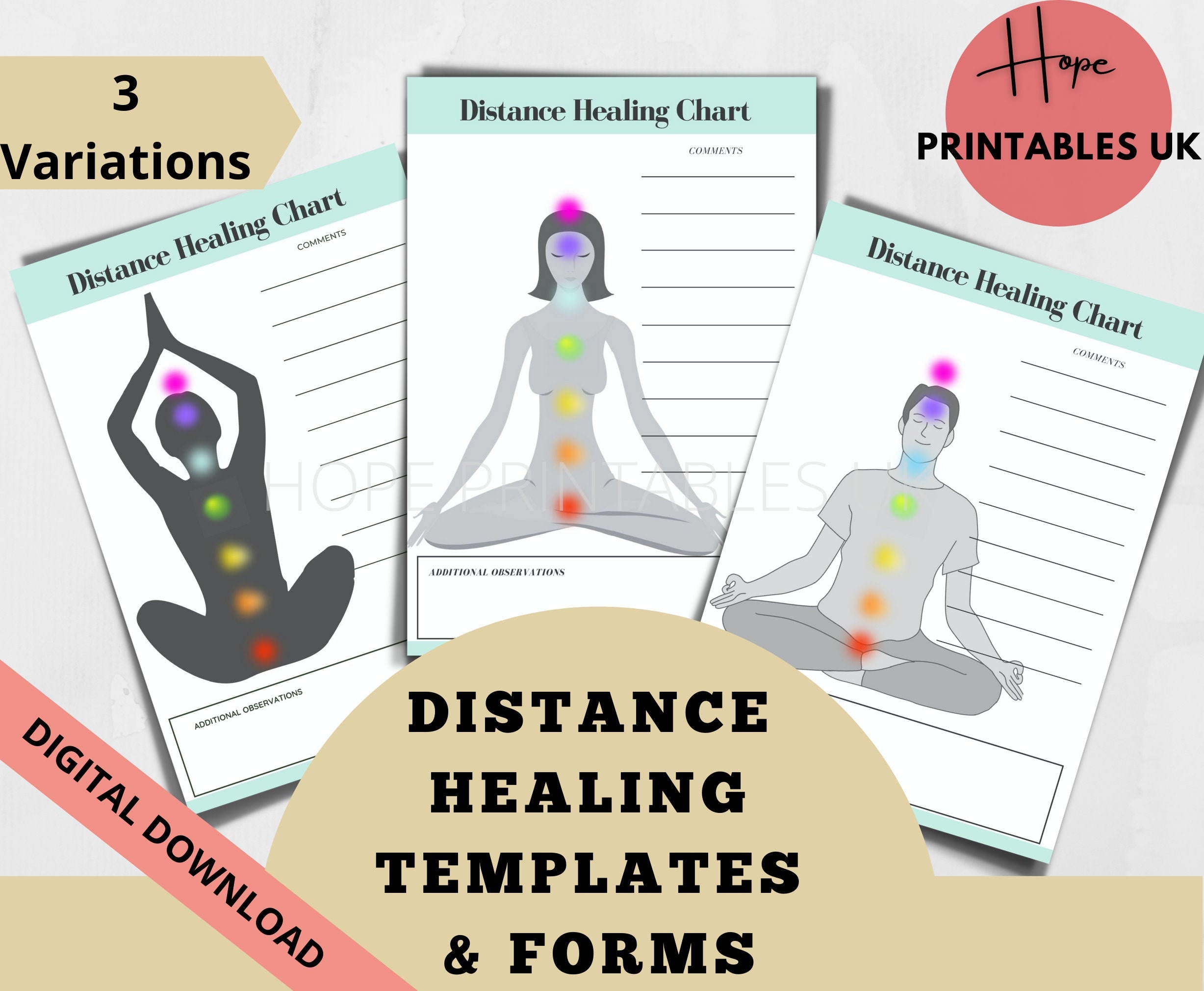 DISTANCE HEALING PRACTICE printable templates distance