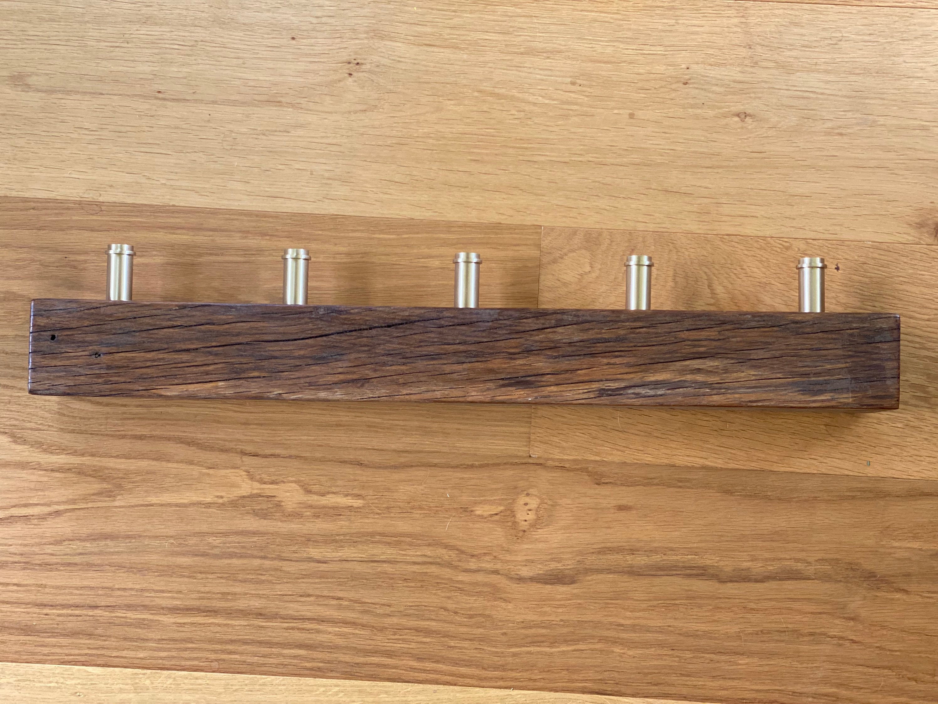 Reclaimed Oak and Brass coat rack/pegs Etsy