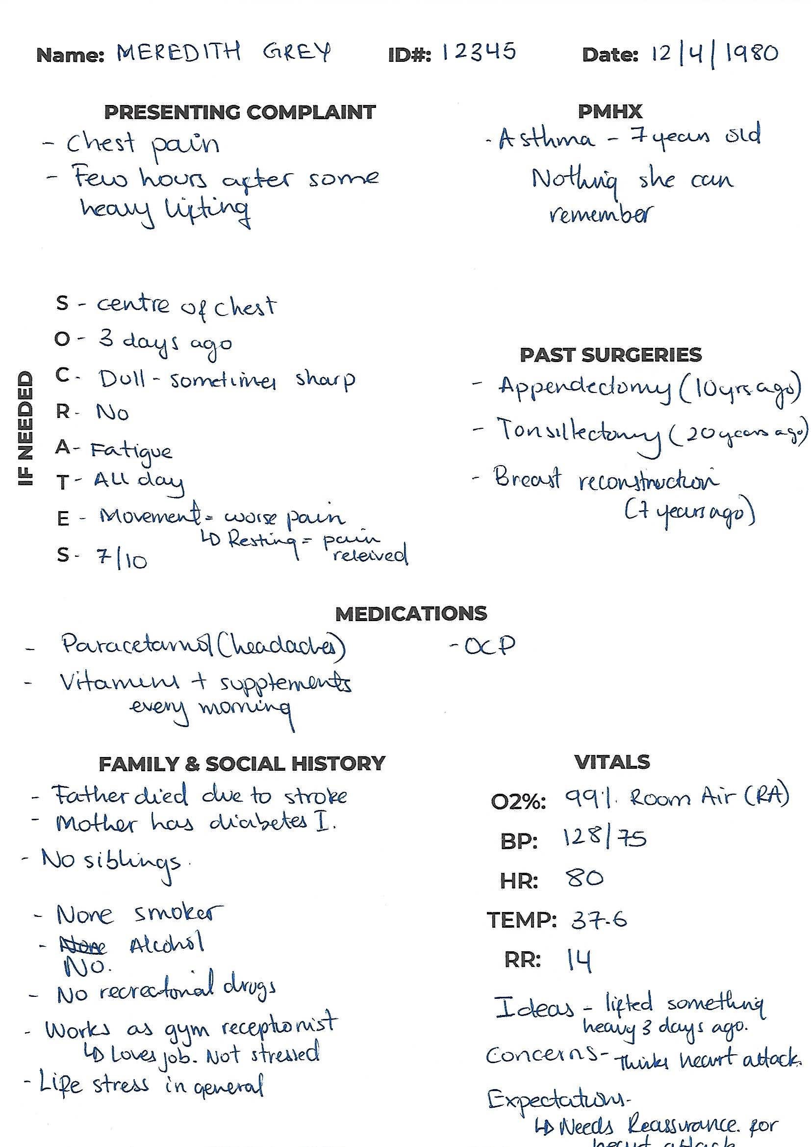 History Taking Template for Medical Students Etsy UK