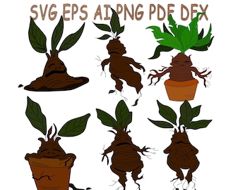 Mandragora SVG set,  6 digital files of Mandragora, Magic root, SVG Cut File.Halloween Rustic Sign and Modern Farmhouse Decoration.
