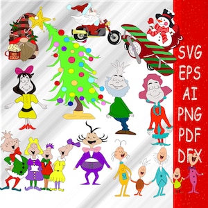 Christmas characters svg, decorations set New year clipart, Bungle, cartoon vector set, New year designs, instant download svg, png, pdf