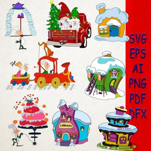 Christmas characters svg, house decor New year clipart, Bungle, cartoon vector set, New year designs, instant download svg, png, pdf