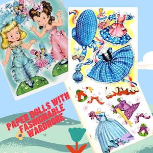 Vintage Ballerina Paper Dolls with Fashionable Wardrobe | Printable Cut-Out Dress-Up Dolls for Kids and Collectors +++ JEPG files