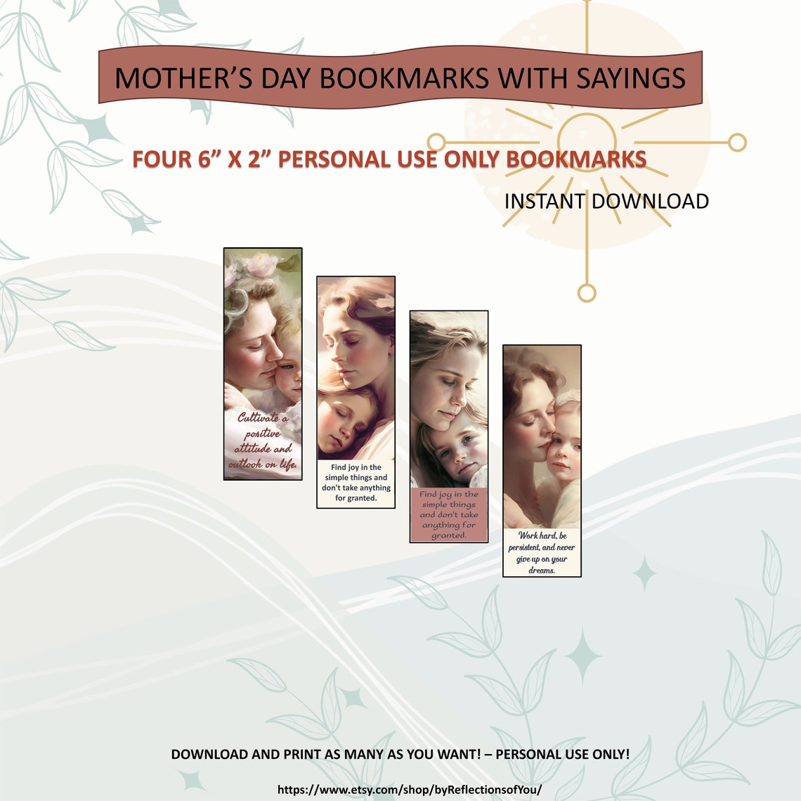 Mother's Day Bookmarks | Printable | Set of 4 | Mother's Day Bookmarks ...