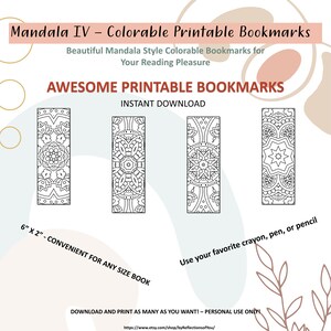 Mandala IV - Colorable Printable Bookmarks - Etsy