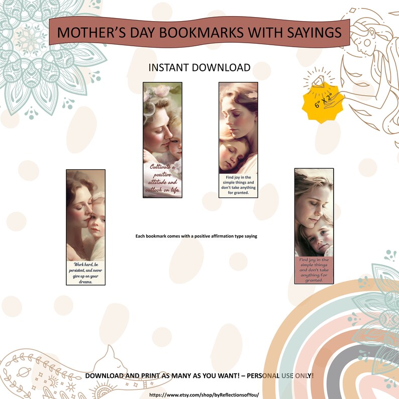 Mother's Day Bookmarks | Printable | Set of 4 | Mother's Day Bookmarks ...