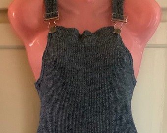 Vintage 1960s Knitted Jumpsuit. Alvin Duskin by Marsha Fox. Blue. RARE.