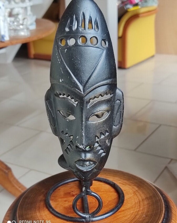 Bougeoir Masque Vintage, Bougeoir Africain, Objet Déco Jardin, Ameublement, Métal, Métal Intérieur