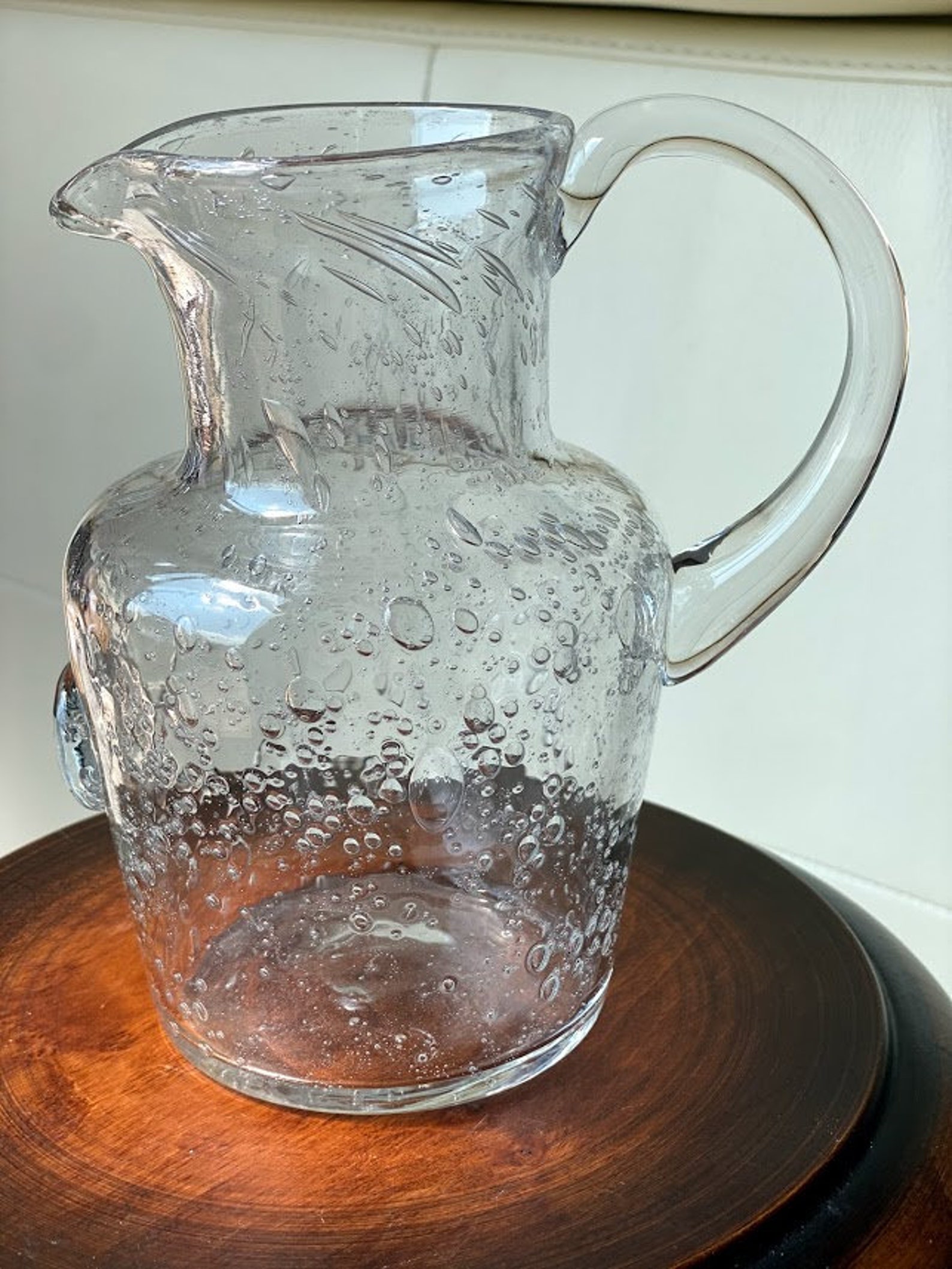 Cruche En Verre Bullé Soufflé. Carafe En Verre Faite à La - Etsy