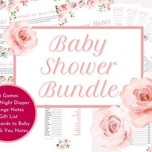 Pink Rose Floral Baby Shower Games and Printables for Baby - Etsy