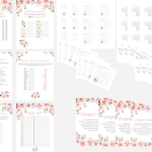 Pink Rose Floral Baby Shower Games and Printables for Baby - Etsy
