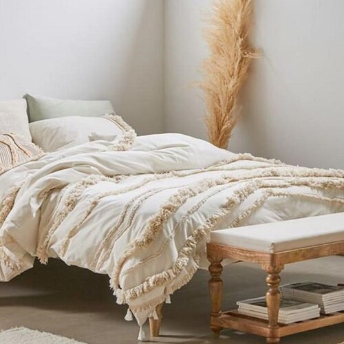 3 Piece Tufted Cotton Duvet Cover Set Luxury Boho Bedding - Etsy