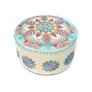 Ottoman pouf Indian Embroidery Handmade pouf Personalised Gift Footstool stool Ottoman Floor pouf Decorative Storage ottoman