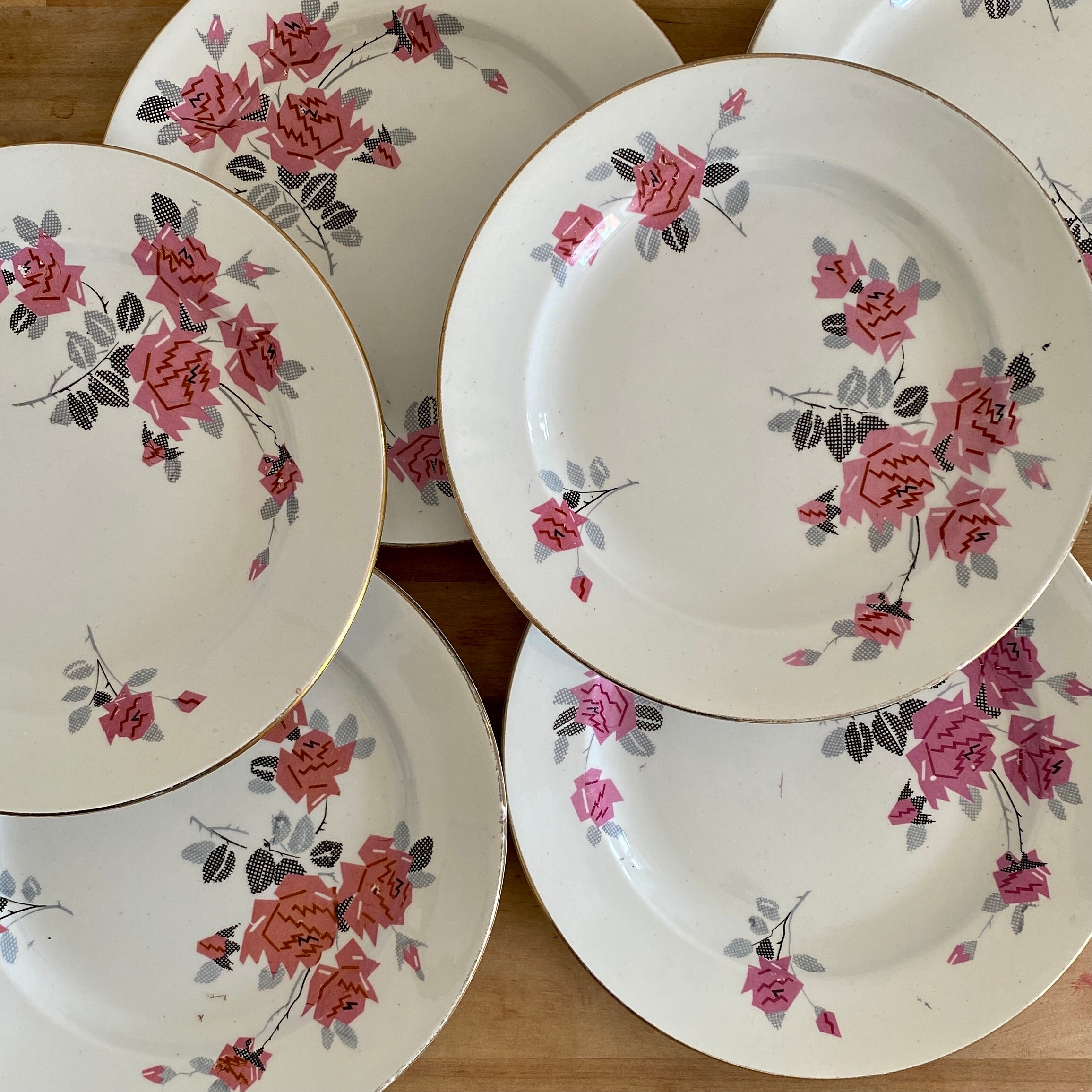 Lot de 6 Assiettes à Dessert Vintage La Manufacture Saint Amand