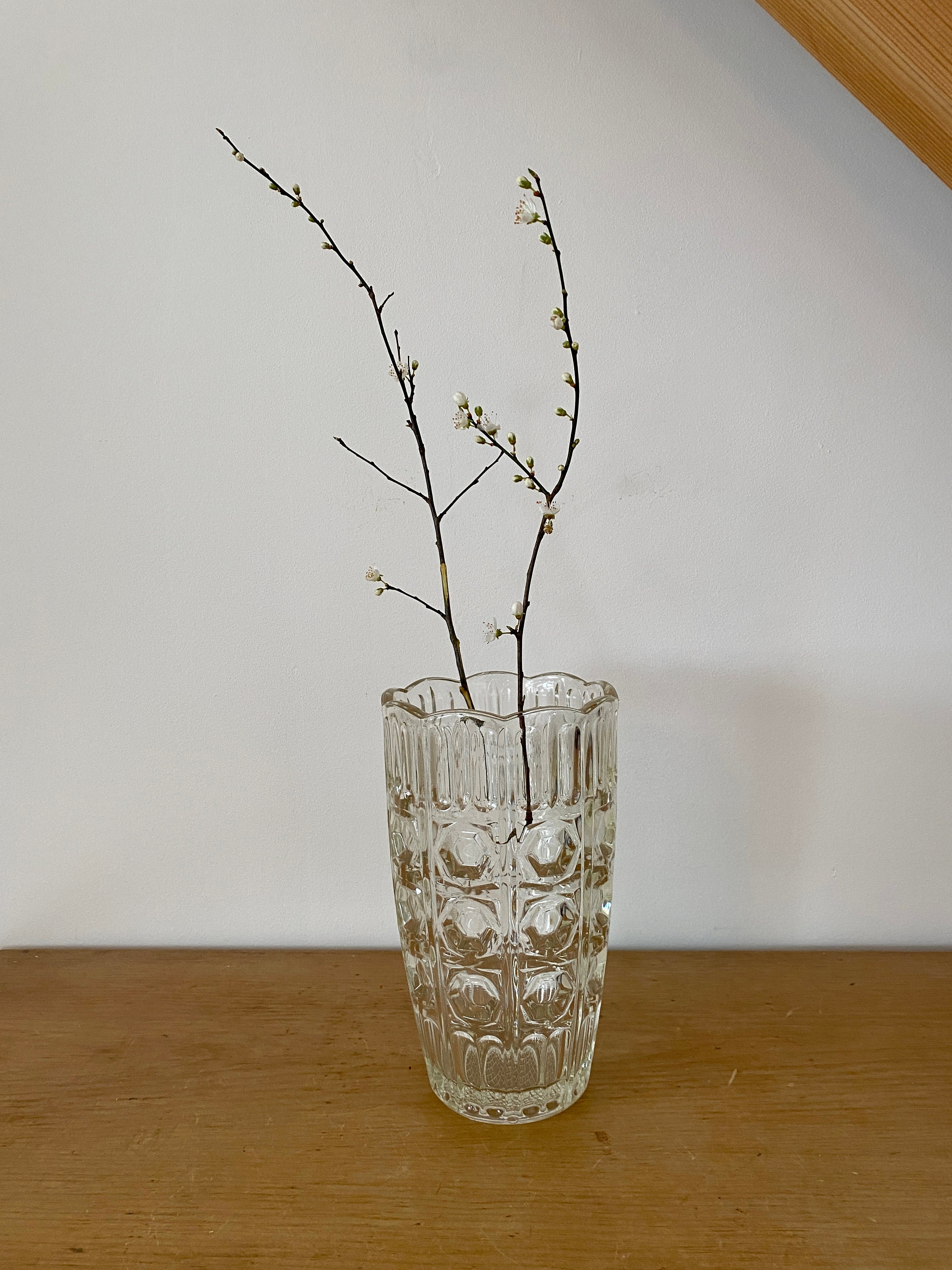 Vase Vintag en Verre Moulé Épais