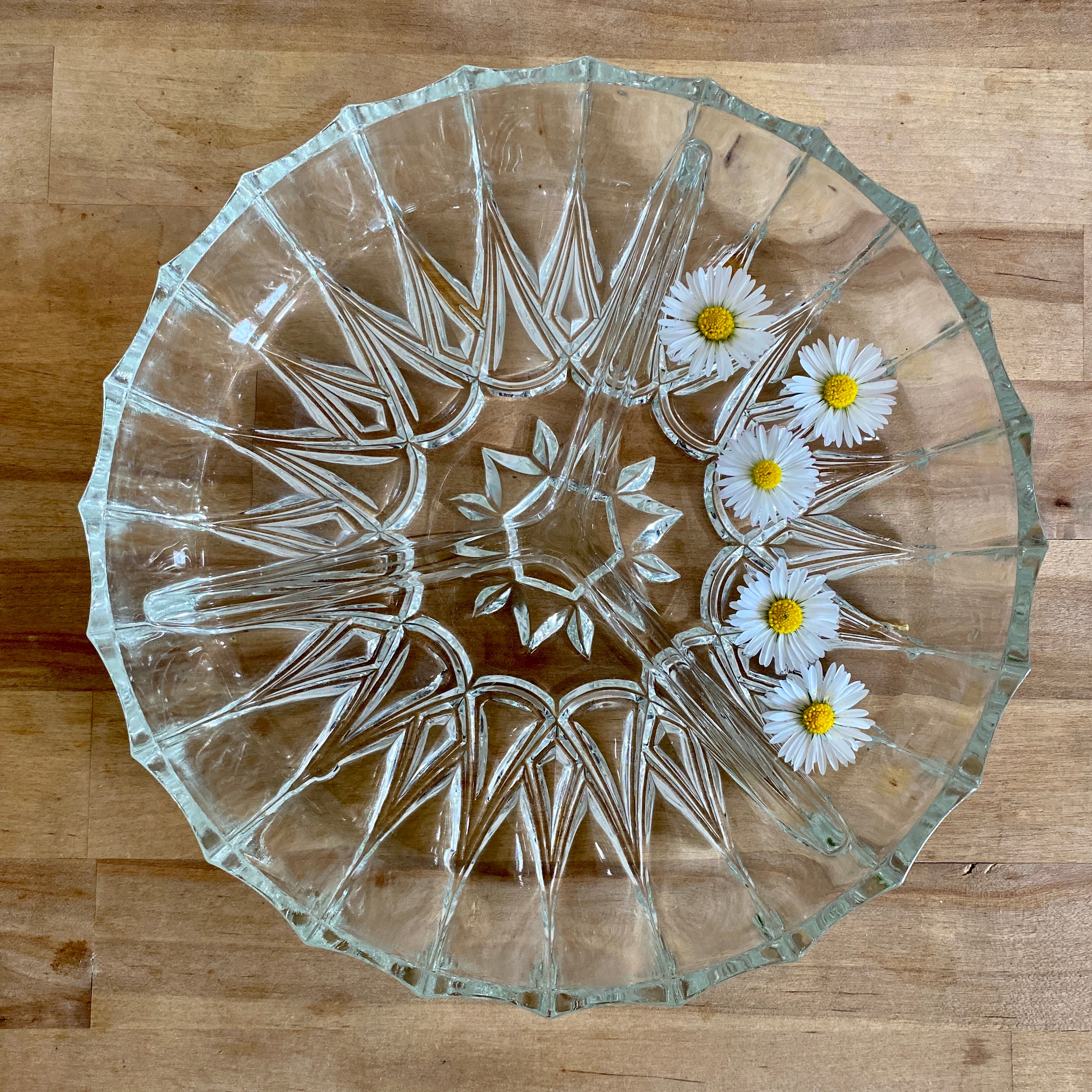 Plat Vintage en Verre, 3 Compartiments