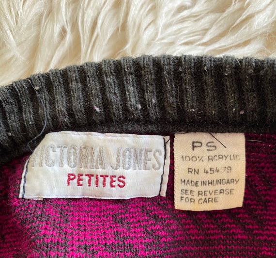 Vintage 80s Plaid Crop Sweater by Victoria Jones … - image 8