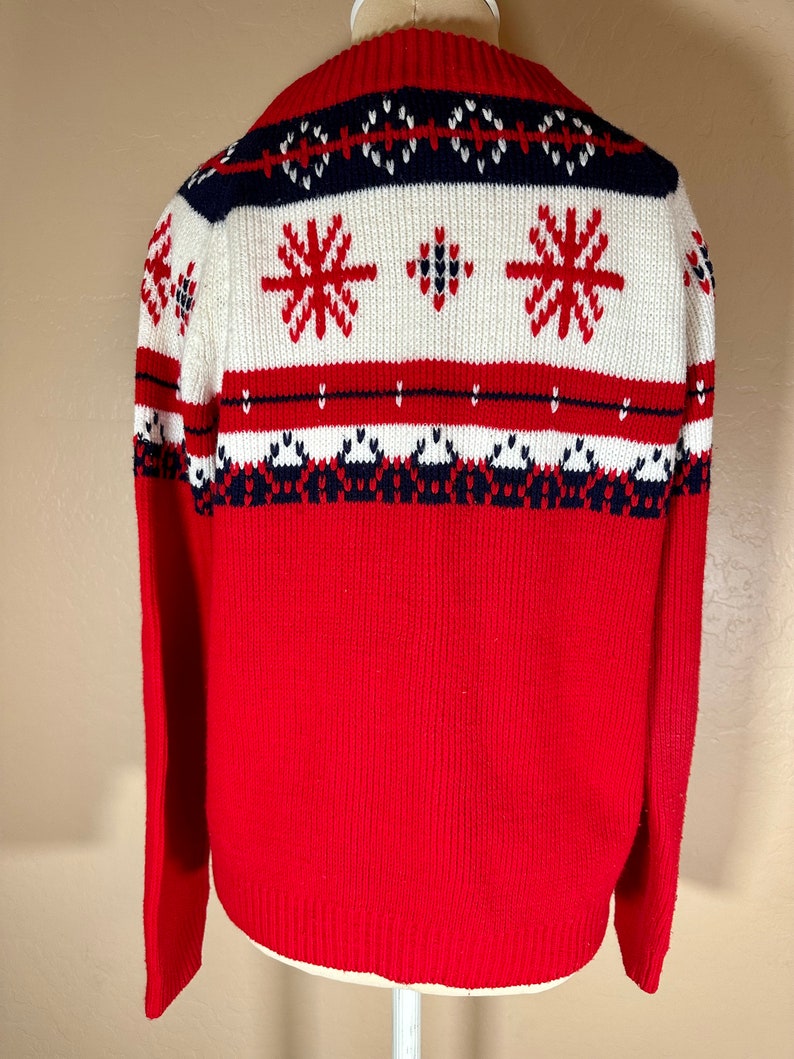Vintage 80s Marcraft Knits Red White Navy Stripe Snowflake Etsy