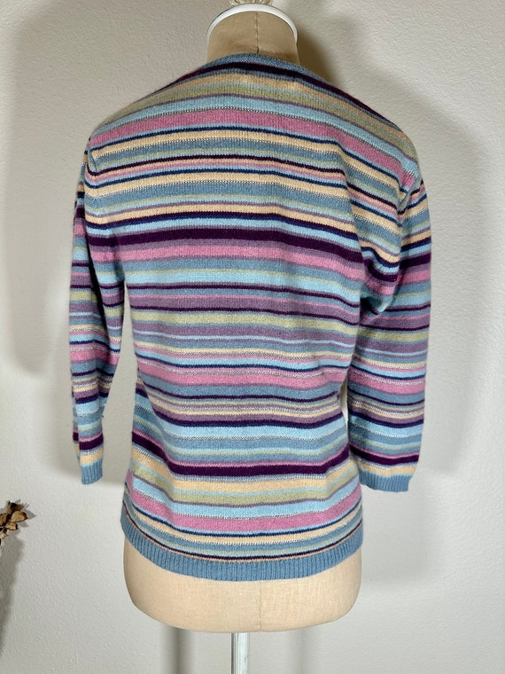 Vintage Y2K White Stag Pastel Striped Sweater Sil… - image 3