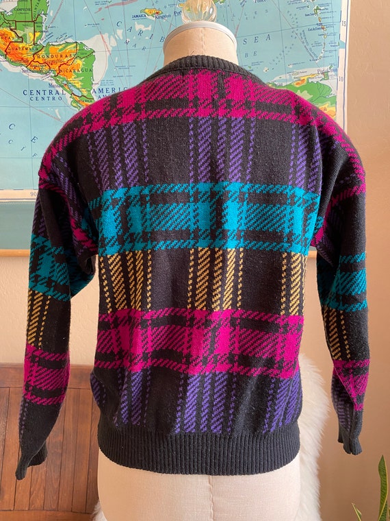 Vintage 80s Plaid Crop Sweater by Victoria Jones … - image 5