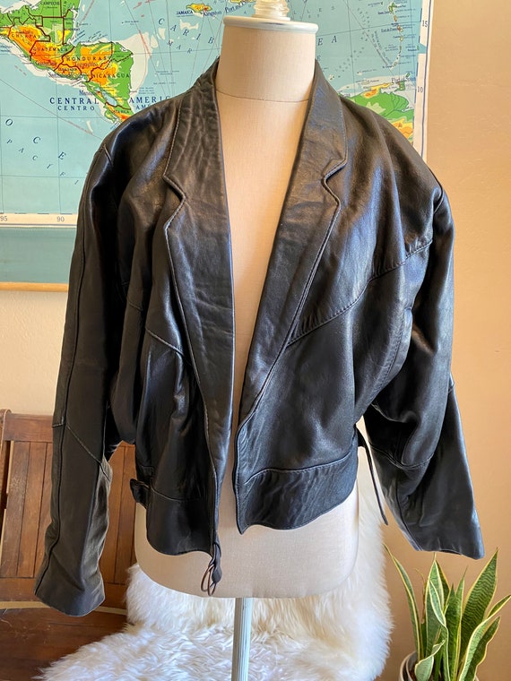 Punk Cropped Leather Biker Jacket