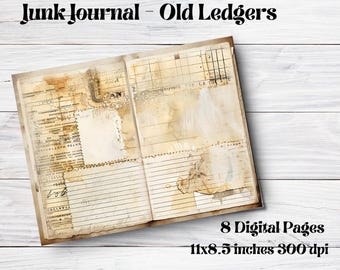 Old Ledger Junk Journal Pages: Printable Ephemera (PDF)