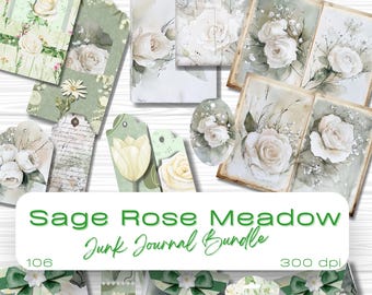 Watercolor Rose Junk Journal Bundle: Botanical Ephemera (Digital Download)