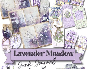 Lavender Meadow Junk Journal Kit: Vintage Floral Ephemera (Digital Download)