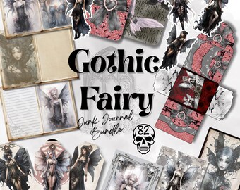Kit diario gotico con fata – Effimere stampabili fantasy dark – Pagine della foresta incantata – Carta per scrapbooking con fata mistica – Download digitale