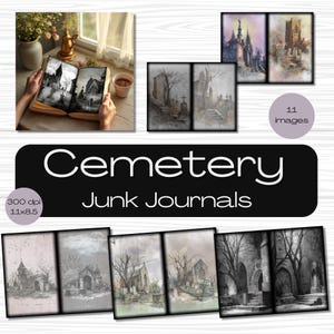 Cemetery Junk Journal Bundle, Gothic Graveyard Ephemera and Pages, Printable Junk Journal Kit, Halloween, Dark Academia, Spiritual Aesthetic