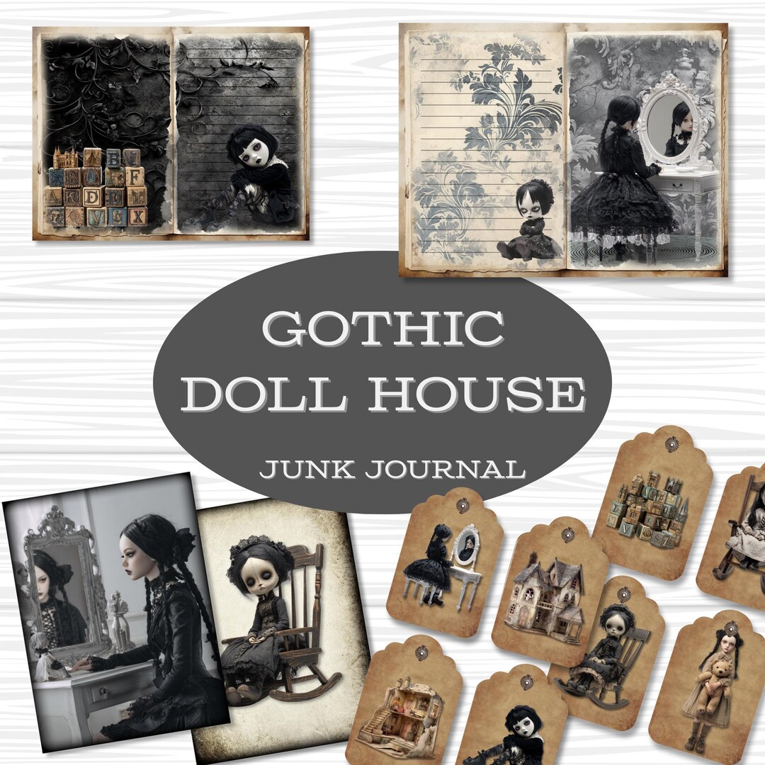 Gothic Doll House Junk Journal Bundle, Dark Elegant Printable Journal ...