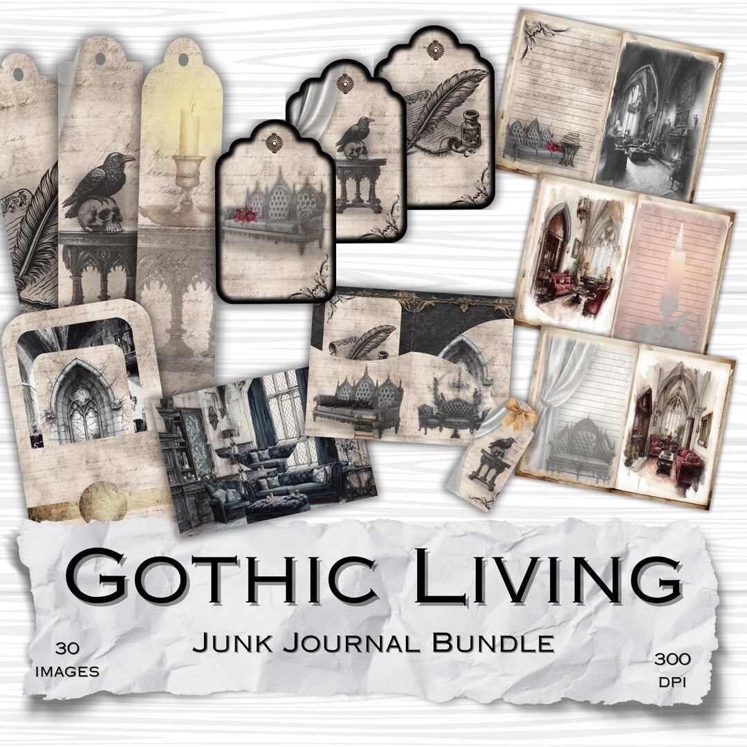 Gothic Living Junk Journal Bundle, Dark Victorian Room Printables ...